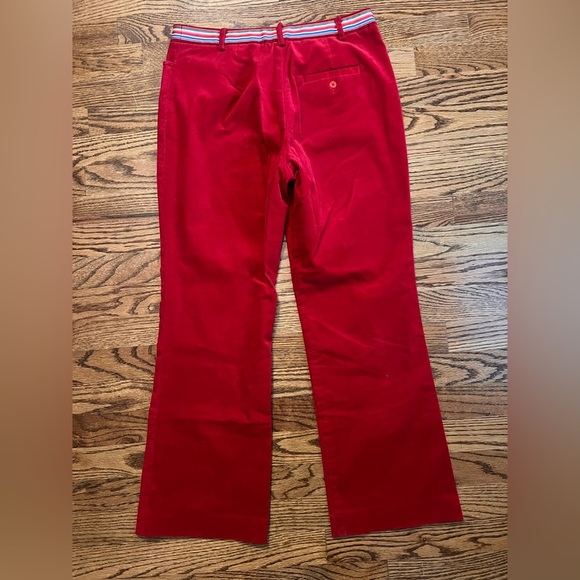 Lilly Pulitzer Red Corduroy Velour Pants with Rainbow Waistband Accent Size 4 - Picture 5 of 7